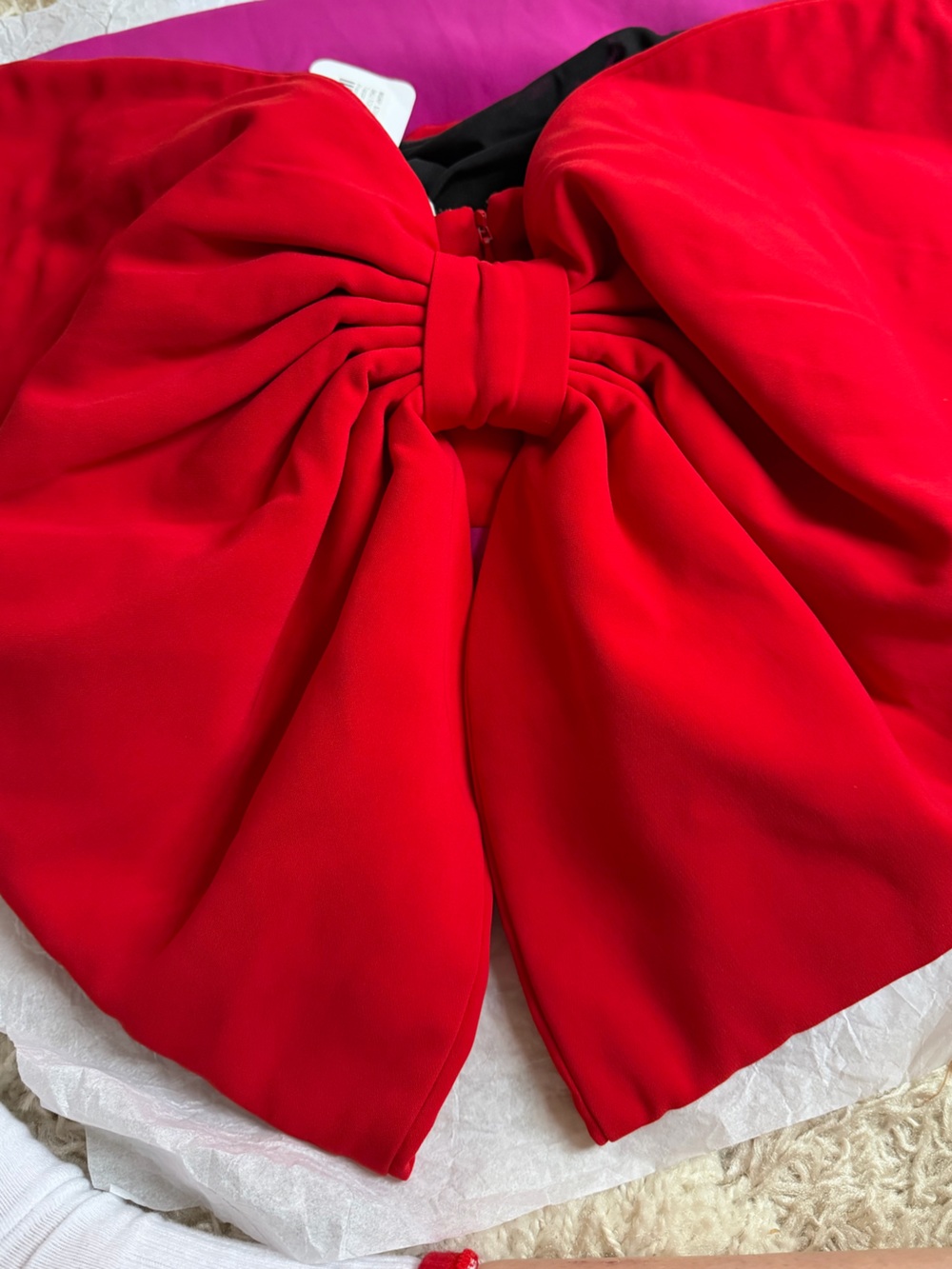 TOCCIN Draped Bow Mini Dress in Red & Pink ~ EUC ~ Size 0 Retail $795 - Picture 6 of 7